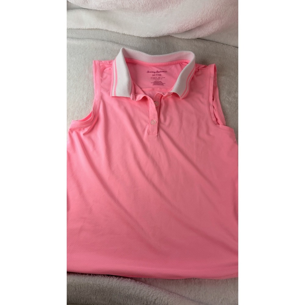 Tommy Bahama Active Pink Lifestyles Sleeveless Polo Youth Sz L 10/12 Golf Tennis